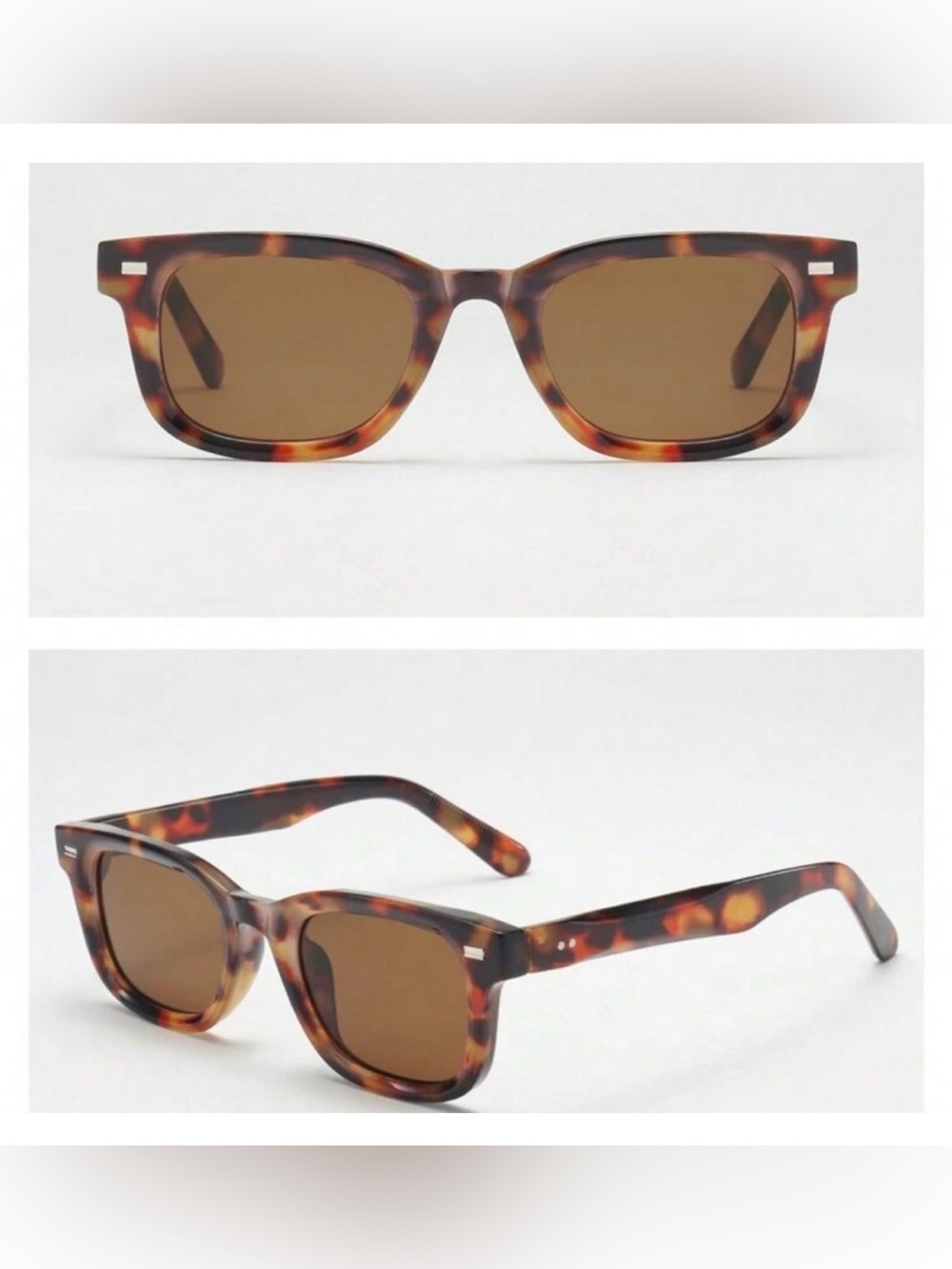 NWT Men’s Retro Tortoise Square Sunglasses Brown Tint Lens